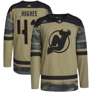 Luke Hughes Men's Adidas New Jersey Devils Authentic Camo Military Appreciation Practice Jersey