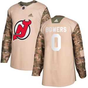 Shane Bowers Men's Adidas New Jersey Devils Authentic Camo Veterans Day Practice Jersey