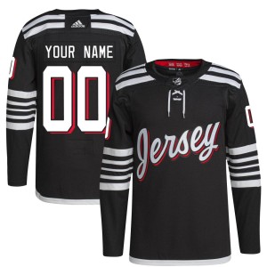 Custom Youth Adidas New Jersey Devils Authentic Black Custom 2021/22 Alternate Primegreen Pro Player Jersey