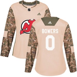 Shane Bowers Women's Adidas New Jersey Devils Authentic Camo Veterans Day Practice Jersey