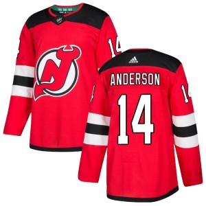 Joey Anderson Men's Adidas New Jersey Devils Authentic Red Home Jersey