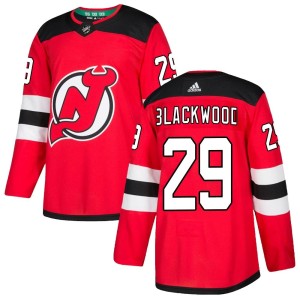 MacKenzie Blackwood Men's Adidas New Jersey Devils Authentic Black Mackenzie wood Red Home Jersey