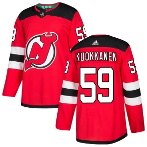 Janne Kuokkanen Men's Adidas New Jersey Devils Authentic Red Home Jersey