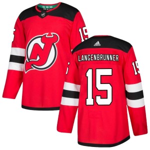 Jamie Langenbrunner Men's Adidas New Jersey Devils Authentic Red Home Jersey
