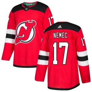 Simon Nemec Men's Adidas New Jersey Devils Authentic Red Home Jersey
