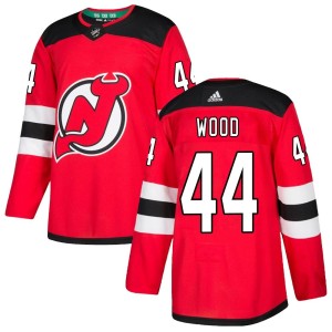 Miles Wood Men's Adidas New Jersey Devils Authentic Red Home Jersey