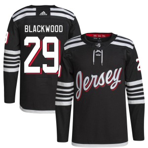 MacKenzie Blackwood Men's Adidas New Jersey Devils Authentic Black Mackenzie wood 2021/22 Alternate Primegreen Pro Player Jersey