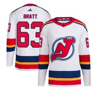 Jesper Bratt Men's Adidas New Jersey Devils Authentic White Reverse Retro 2.0 Jersey