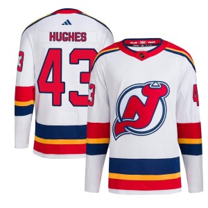 Luke Hughes Men's Adidas New Jersey Devils Authentic White Reverse Retro 2.0 Jersey