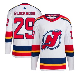 MacKenzie Blackwood Youth Adidas New Jersey Devils Authentic White Mackenzie Blackwood Reverse Retro 2.0 Jersey