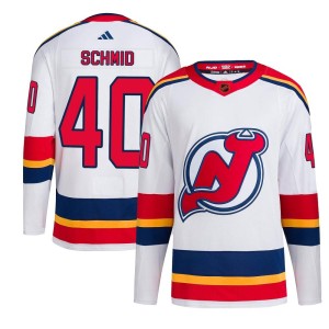 Akira Schmid Youth Adidas New Jersey Devils Authentic White Reverse Retro 2.0 Jersey