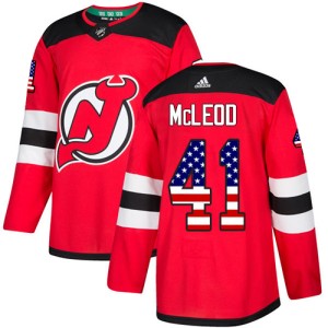 Michael McLeod Men's Adidas New Jersey Devils Authentic Red USA Flag Fashion Jersey