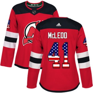 Michael McLeod Women's Adidas New Jersey Devils Authentic Red USA Flag Fashion Jersey