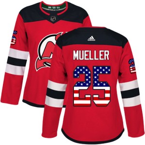 Mirco Mueller Women's Adidas New Jersey Devils Authentic Red USA Flag Fashion Jersey