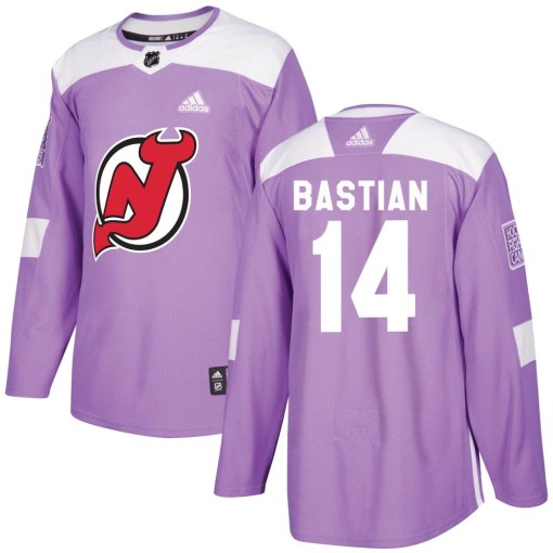 Nathan Bastian Youth Adidas New Jersey Devils Authentic Purple Fights Cancer Practice Jersey