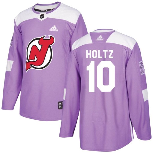 Alexander Holtz Men's Adidas New Jersey Devils Authentic Purple Fights Cancer Practice Jersey