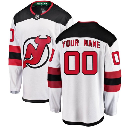 Custom Youth Fanatics Branded New Jersey Devils Breakaway White Custom Away Jersey