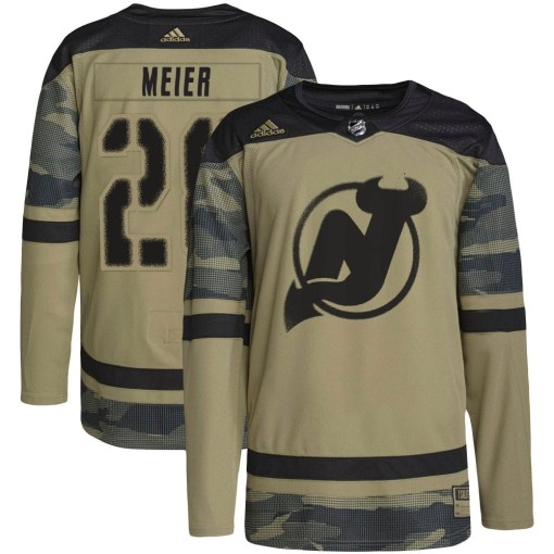 Timo Meier Youth Adidas New Jersey Devils Authentic Camo Military Appreciation Practice Jersey