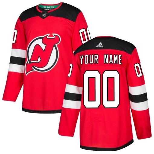 Custom Youth Adidas New Jersey Devils Authentic Red Custom Home Jersey