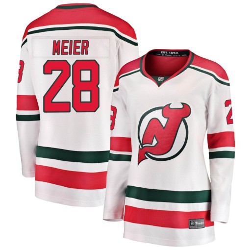 Timo Meier Women's Fanatics Branded New Jersey Devils Breakaway White Alternate Jersey