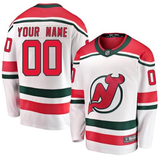 Custom Youth Fanatics Branded New Jersey Devils Breakaway White Custom Alternate Jersey