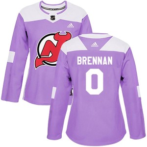 Tyler Brennan Women's Adidas New Jersey Devils Authentic Purple Fights Cancer Practice Jersey