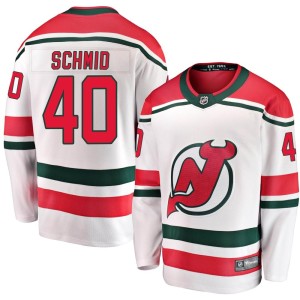 Akira Schmid Men's Fanatics Branded New Jersey Devils Breakaway White Alternate Jersey