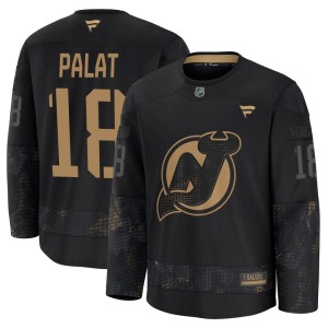Ondrej Palat Youth Fanatics New Jersey Devils Premium Black 2024 Military Appreciation Practice Jersey