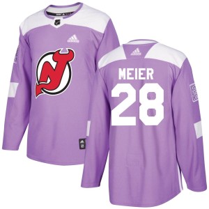 Timo Meier Men's Adidas New Jersey Devils Authentic Purple Fights Cancer Practice Jersey