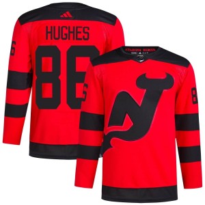 Jack Hughes Men's Adidas New Jersey Devils Authentic Red 2024 Stadium Series Primegreen Jersey
