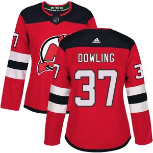Justin Dowling Women's Adidas New Jersey Devils Authentic Red Home Jersey