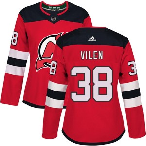 Topias Vilen Women's Adidas New Jersey Devils Authentic Red Home Jersey