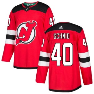 Akira Schmid Youth Adidas New Jersey Devils Authentic Red Home Jersey