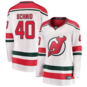 Akira Schmid Women's Fanatics Branded New Jersey Devils Breakaway White Alternate Jersey