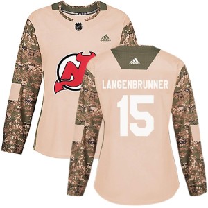 Jamie Langenbrunner Women's Adidas New Jersey Devils Authentic Camo Veterans Day Practice Jersey