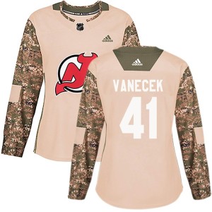 Vitek Vanecek Women's Adidas New Jersey Devils Authentic Camo Veterans Day Practice Jersey
