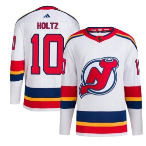 Alexander Holtz Men's Adidas New Jersey Devils Authentic White Reverse Retro 2.0 Jersey