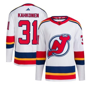Kaapo Kahkonen Men's Adidas New Jersey Devils Authentic White Reverse Retro 2.0 Jersey