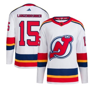 Jamie Langenbrunner Men's Adidas New Jersey Devils Authentic White Reverse Retro 2.0 Jersey