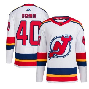 Akira Schmid Men's Adidas New Jersey Devils Authentic White Reverse Retro 2.0 Jersey