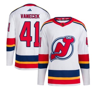 Vitek Vanecek Youth Adidas New Jersey Devils Authentic White Reverse Retro 2.0 Jersey